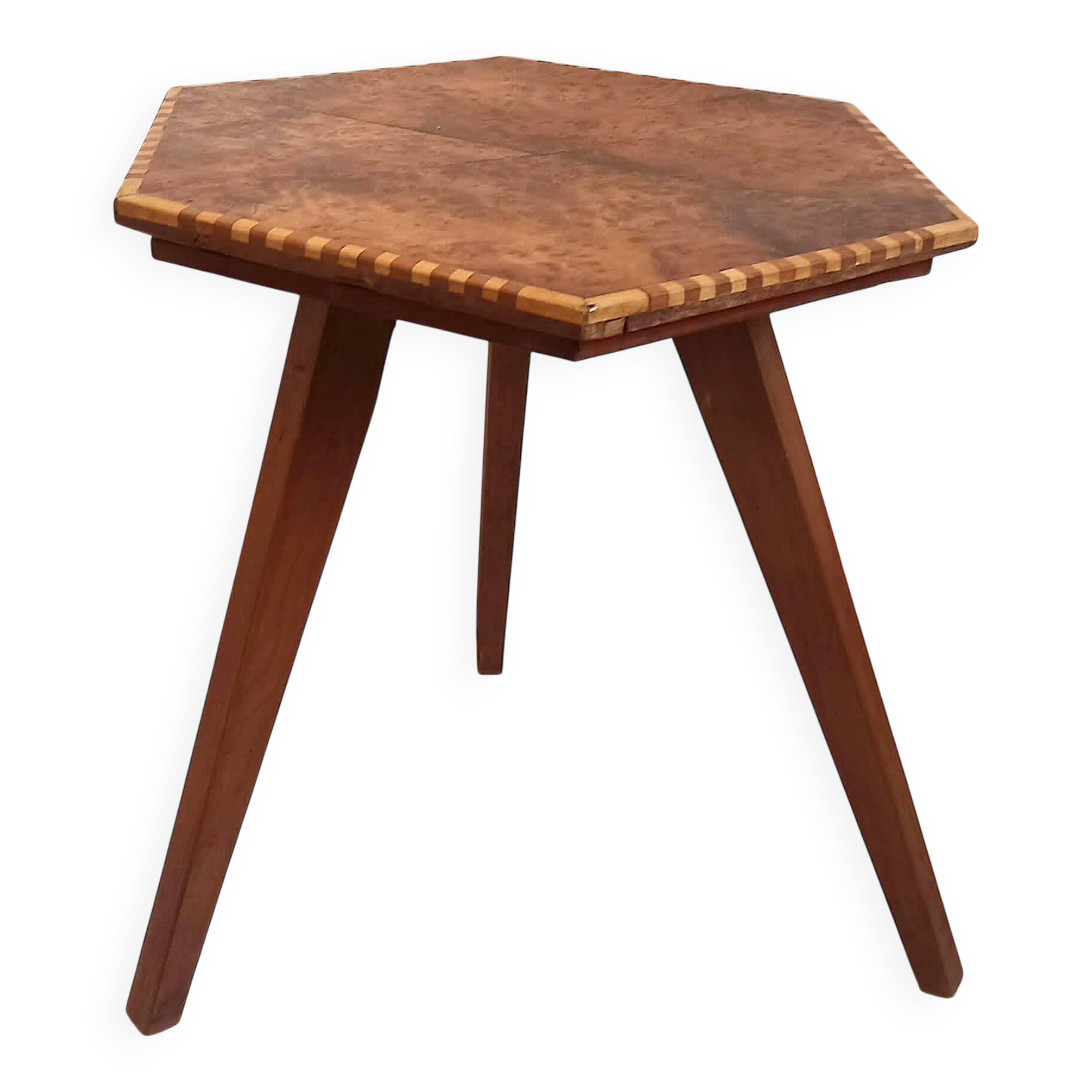 Octagonal tripod side table 1960s Height 39 cm