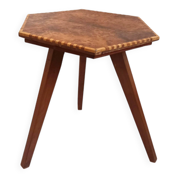 Guéridon octogonal tripode Années 60 Hauteur 39 cm
