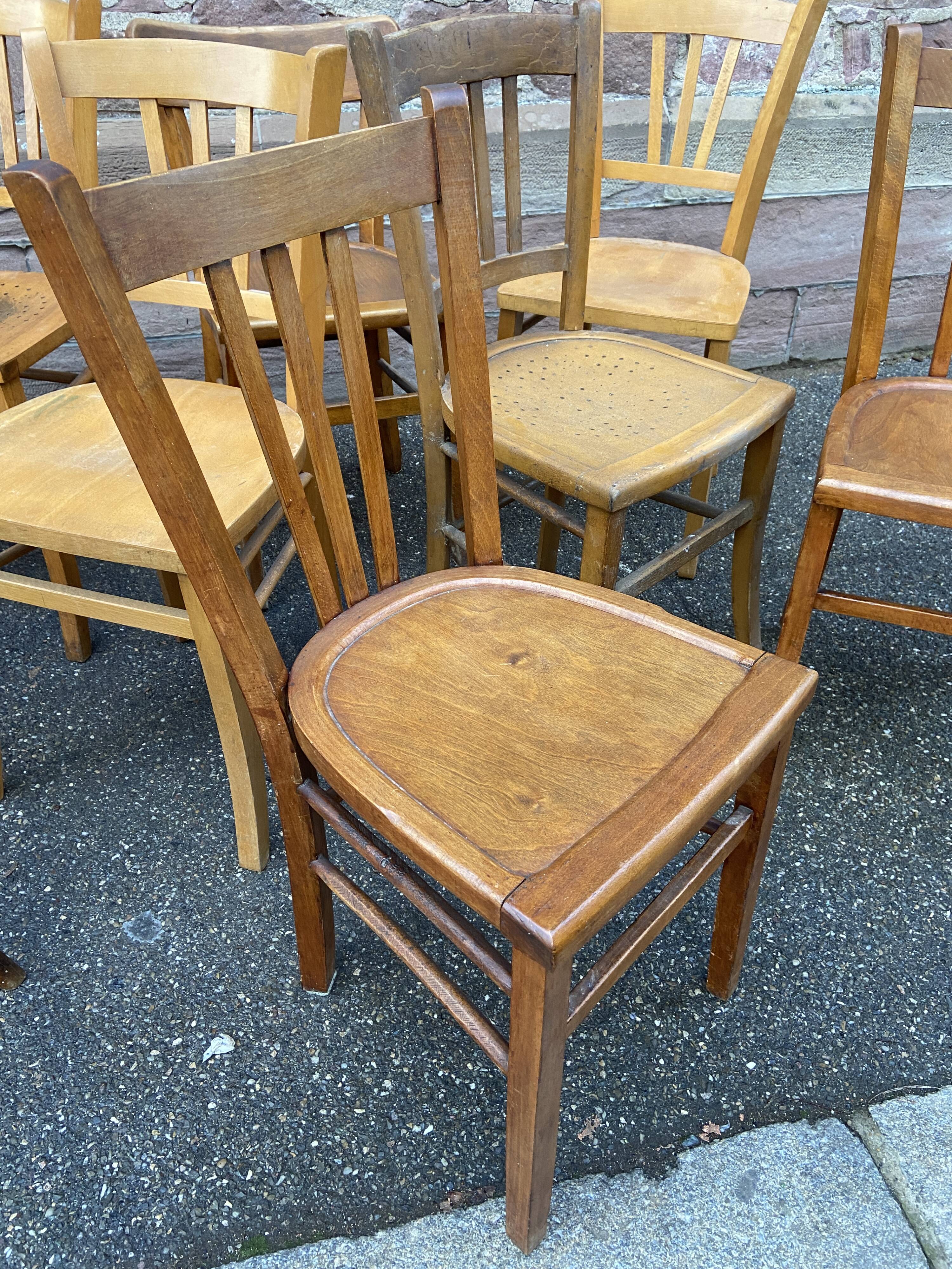 Set of vintage mismatched bistro chairs