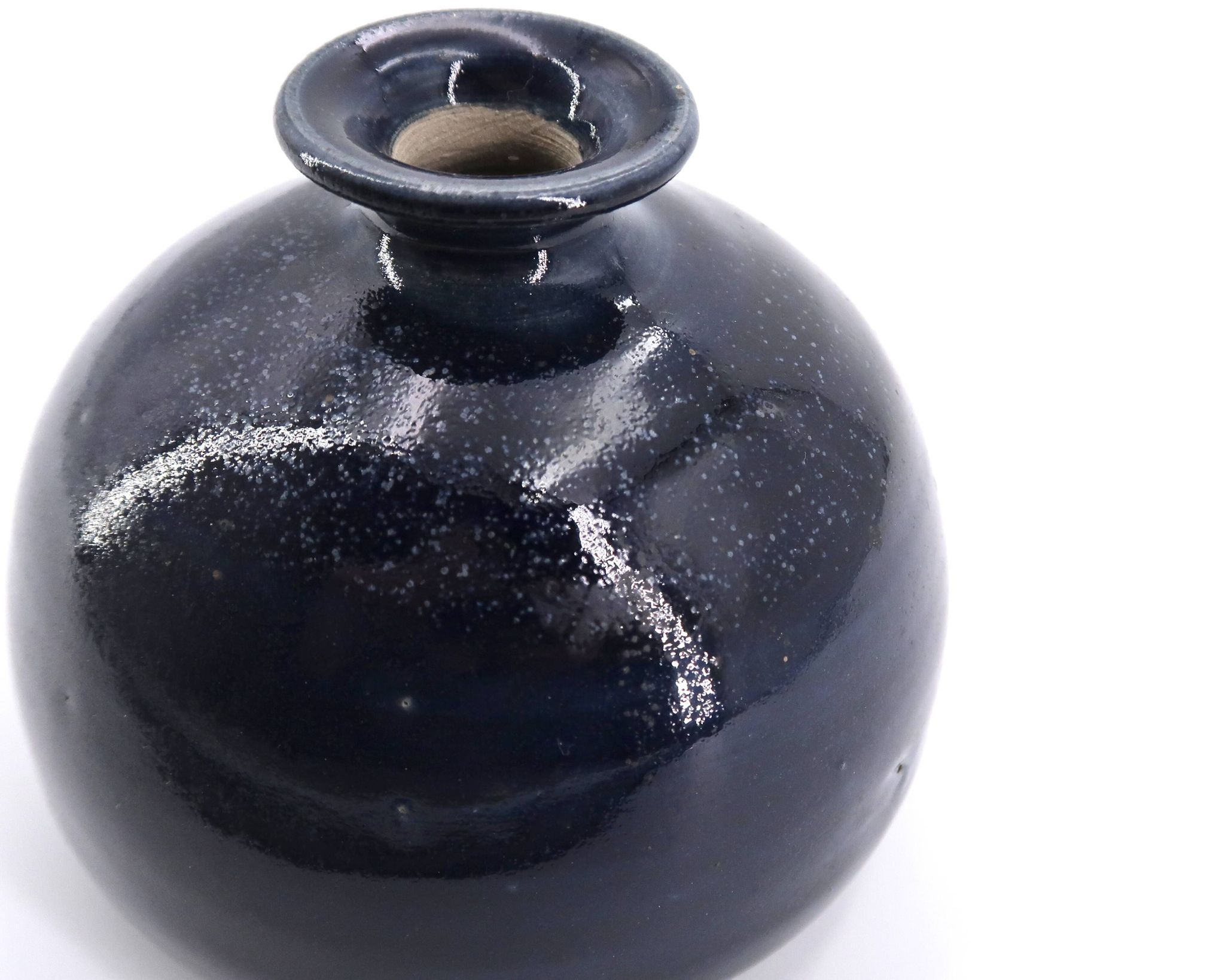 Midnight blue ceramic ball vase, 1970s