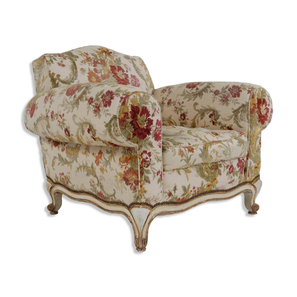 Fauteuil en tissu floral, France années 1950