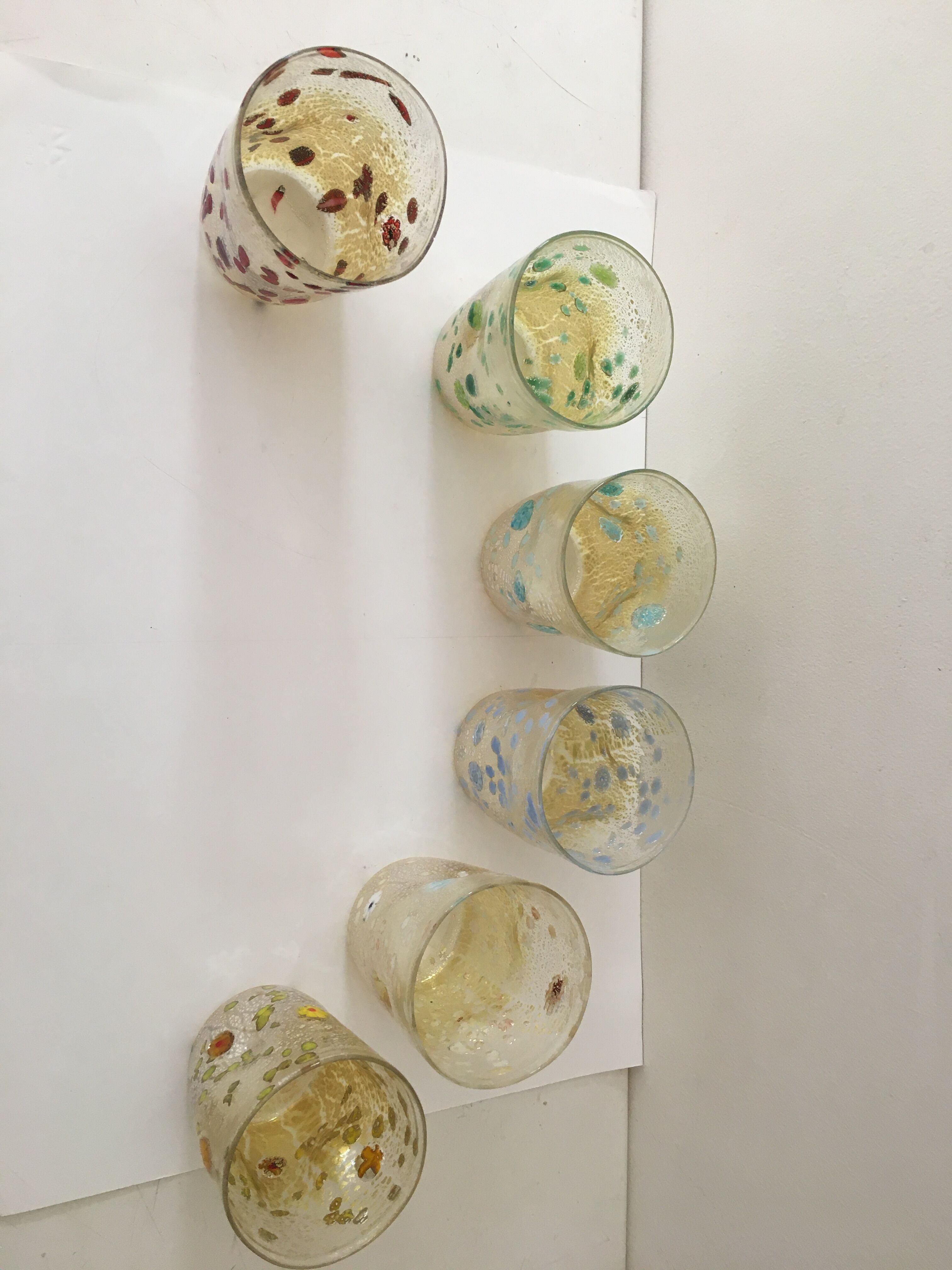 Set of 6 murano glasses acqua "goto" "murrisa" in murano glass unique piece