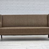 Années 1960, canapé 3 places danois, laine d'ameublement, bois de teck.