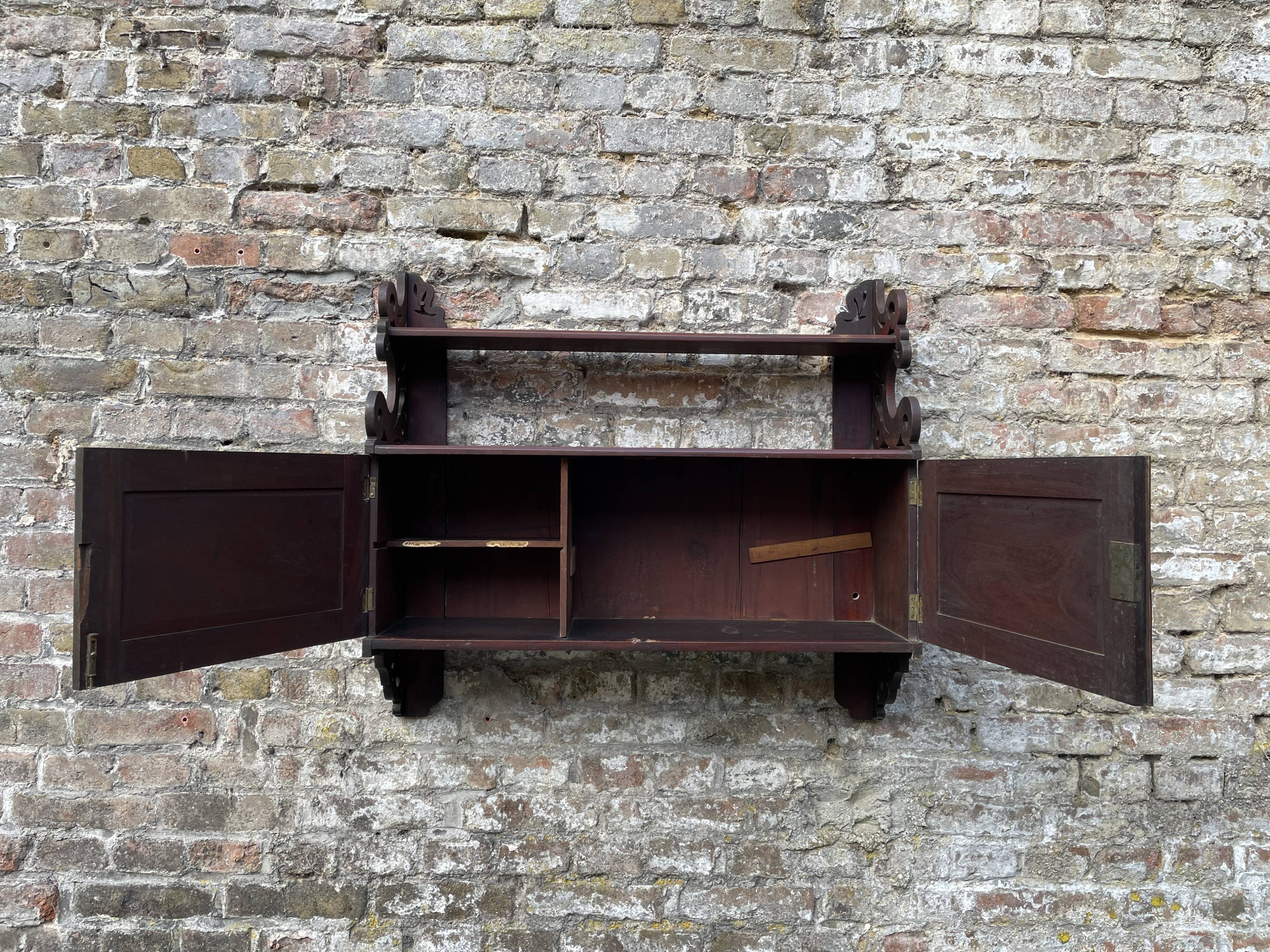 Antique mahogany wall cabinet/shelf