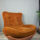 Pair of armchairs in imitation leather cognac and velvet model Orsay by Beka