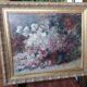 Old Oil Painting On Wood/Bouquet Of Flowers/Still Life