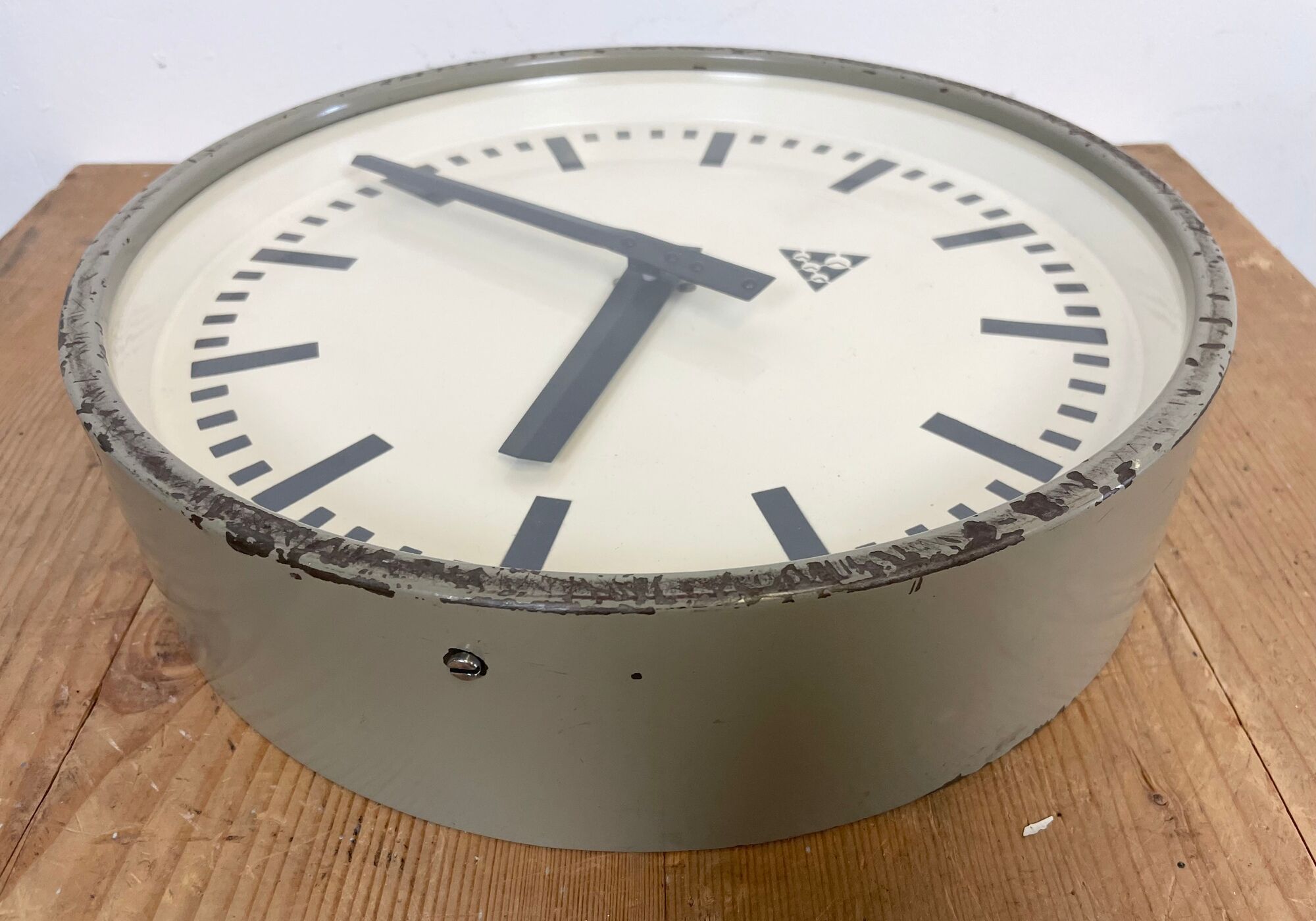 Grey Industrial Factory Wall Clock from Pragotron, 1960s
