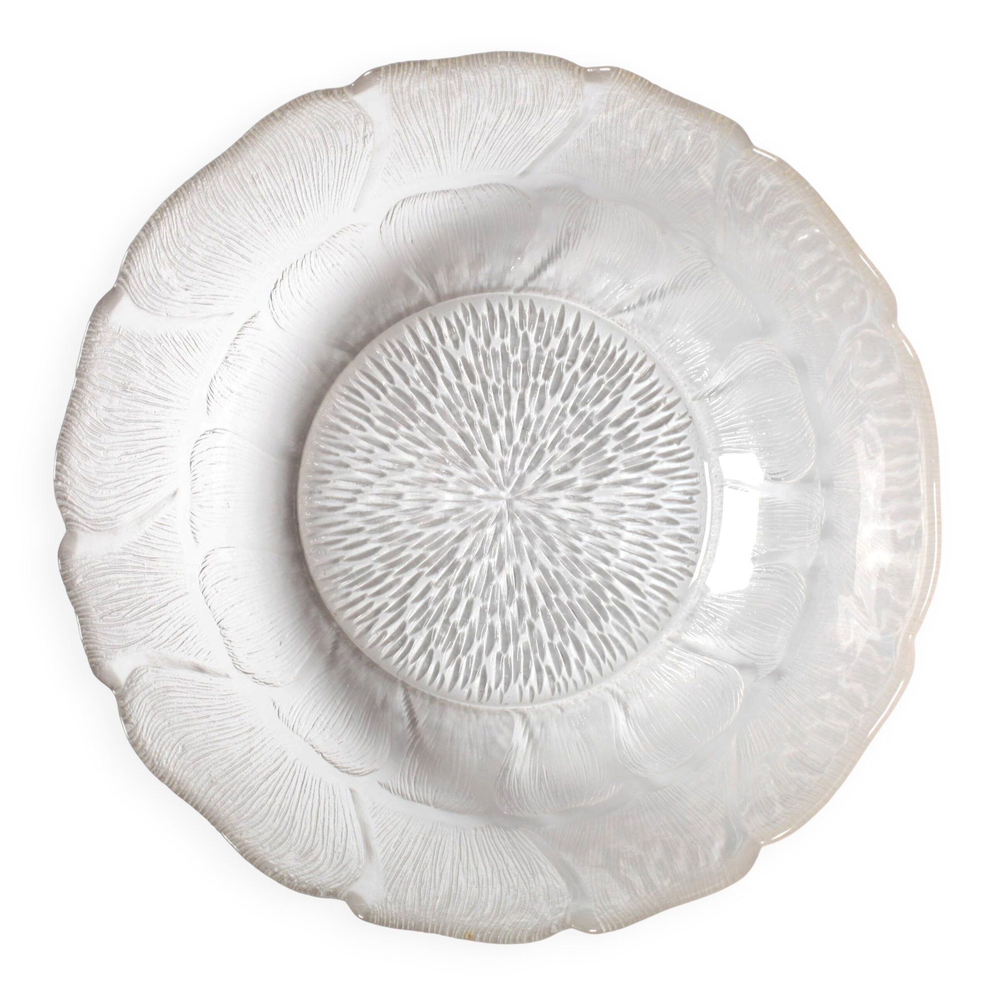 Salad Bowl Fleur, Vintage Decorative Clear Large Fruit Glass Bowl / Arcoroc