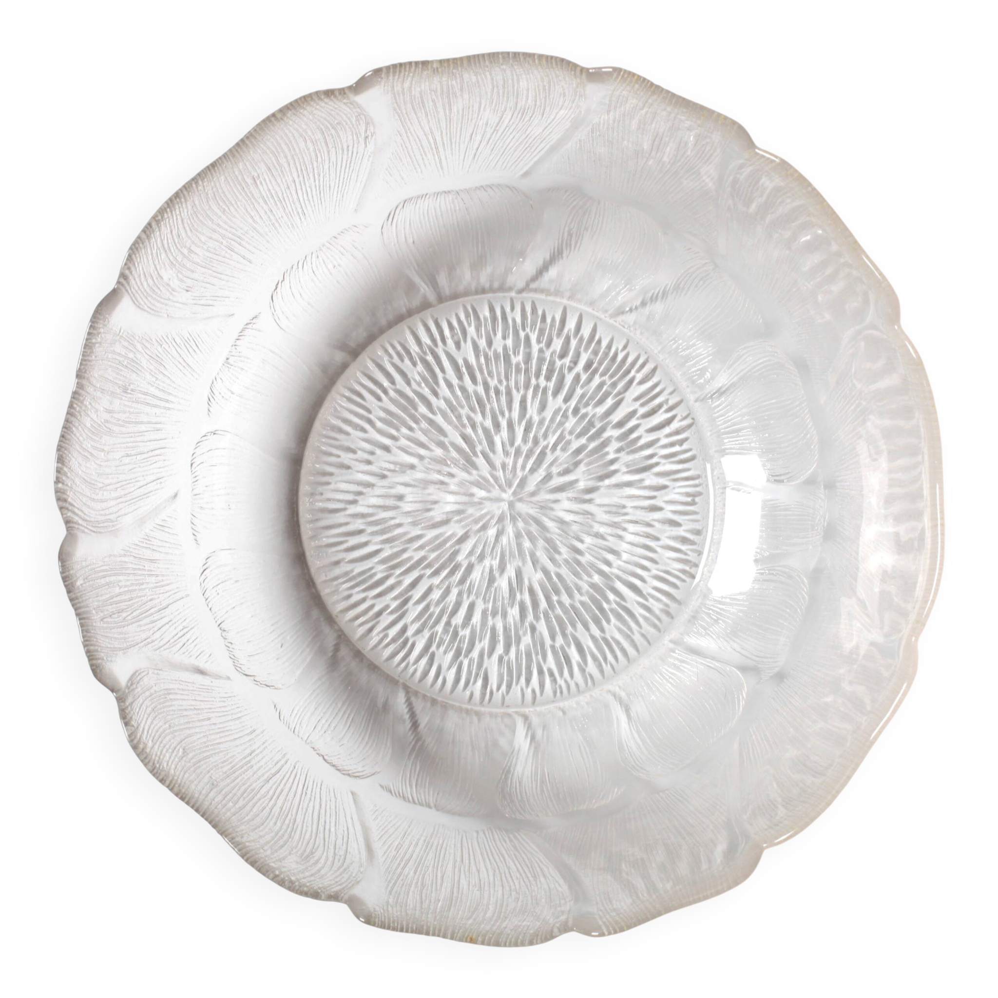 Salad Bowl Fleur, Vintage Decorative Clear Large Fruit Glass Bowl / Arcoroc