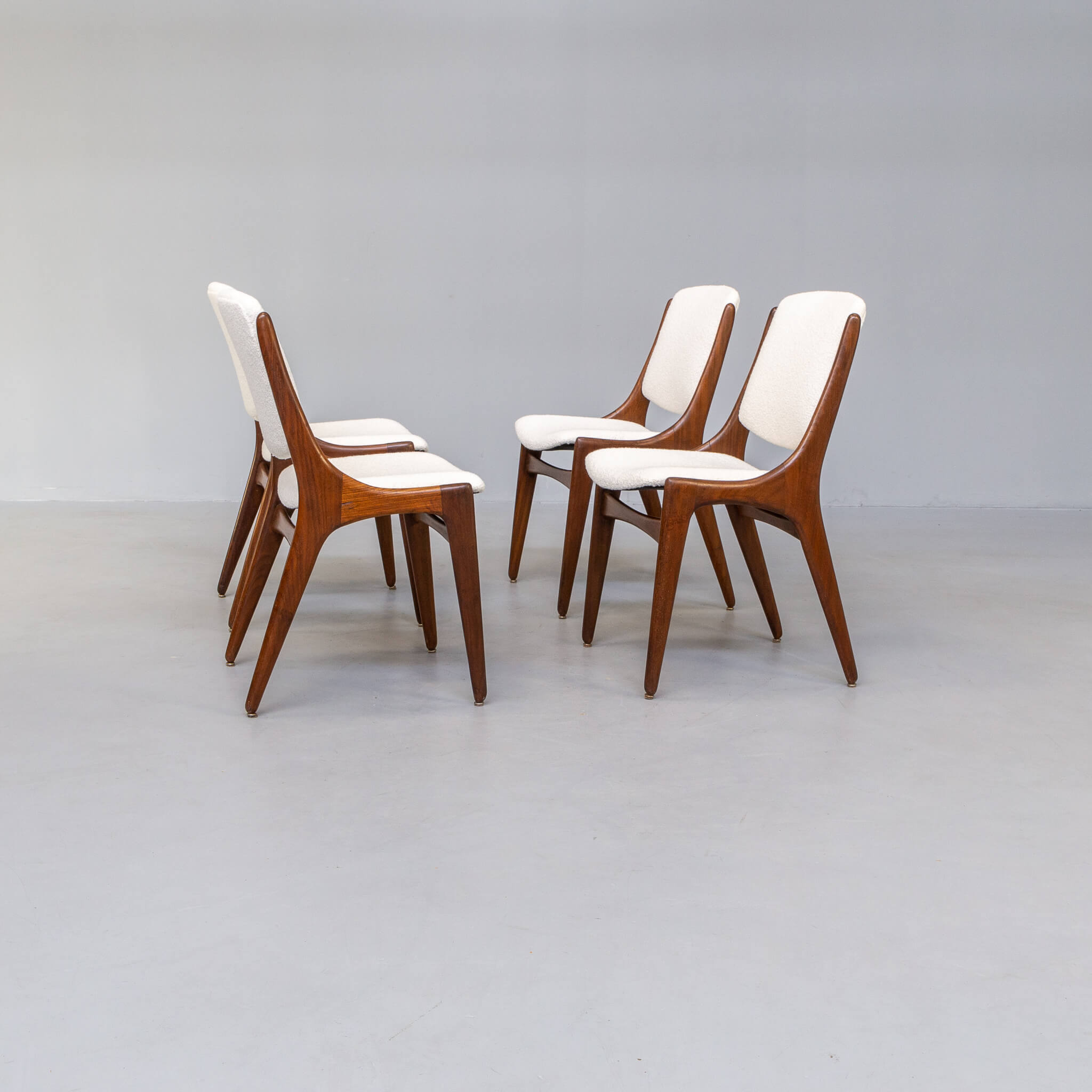 4 60s teak dining chairs for Mahjongg Holland