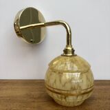 Vintage tulip wall lamp in yellow and gold Clichy glass