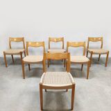 Danish vintage oak papercord dining chairs ‘Wabi-Sabi’
