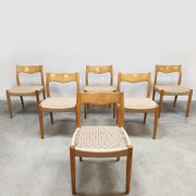 Chaises de salle à manger danoises vintage en corde de papier en chêne 'Wabi-Sabi'