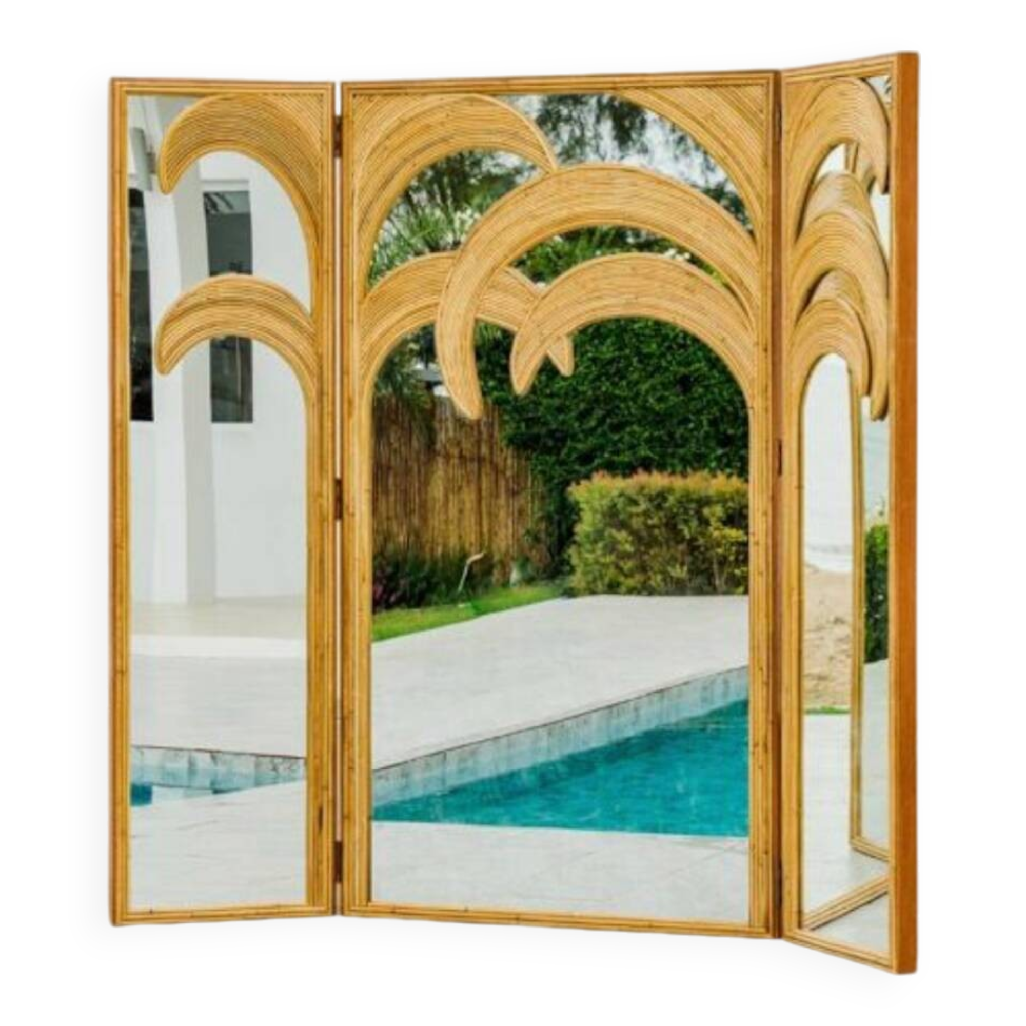 Mirror and rattan screen