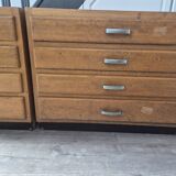 Lot de 2 meubles de metier a tiroir vintage provenant d'une ecole