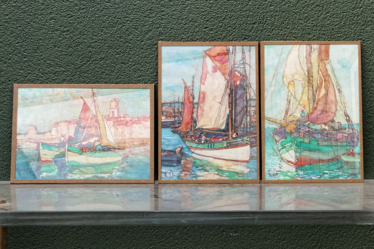 Set of 3 marine watercolours, signed Ghodrat Delbasteh.
