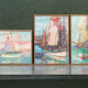 Set of 3 marine watercolours, signed Ghodrat Delbasteh.