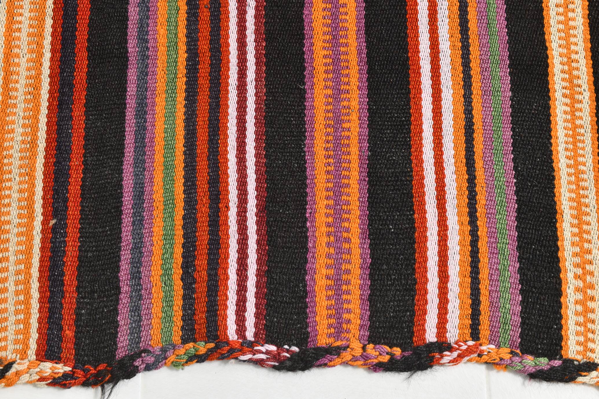 3x10 Striped Pattern Turkish Kilim Runner Rug, 100x299Cm