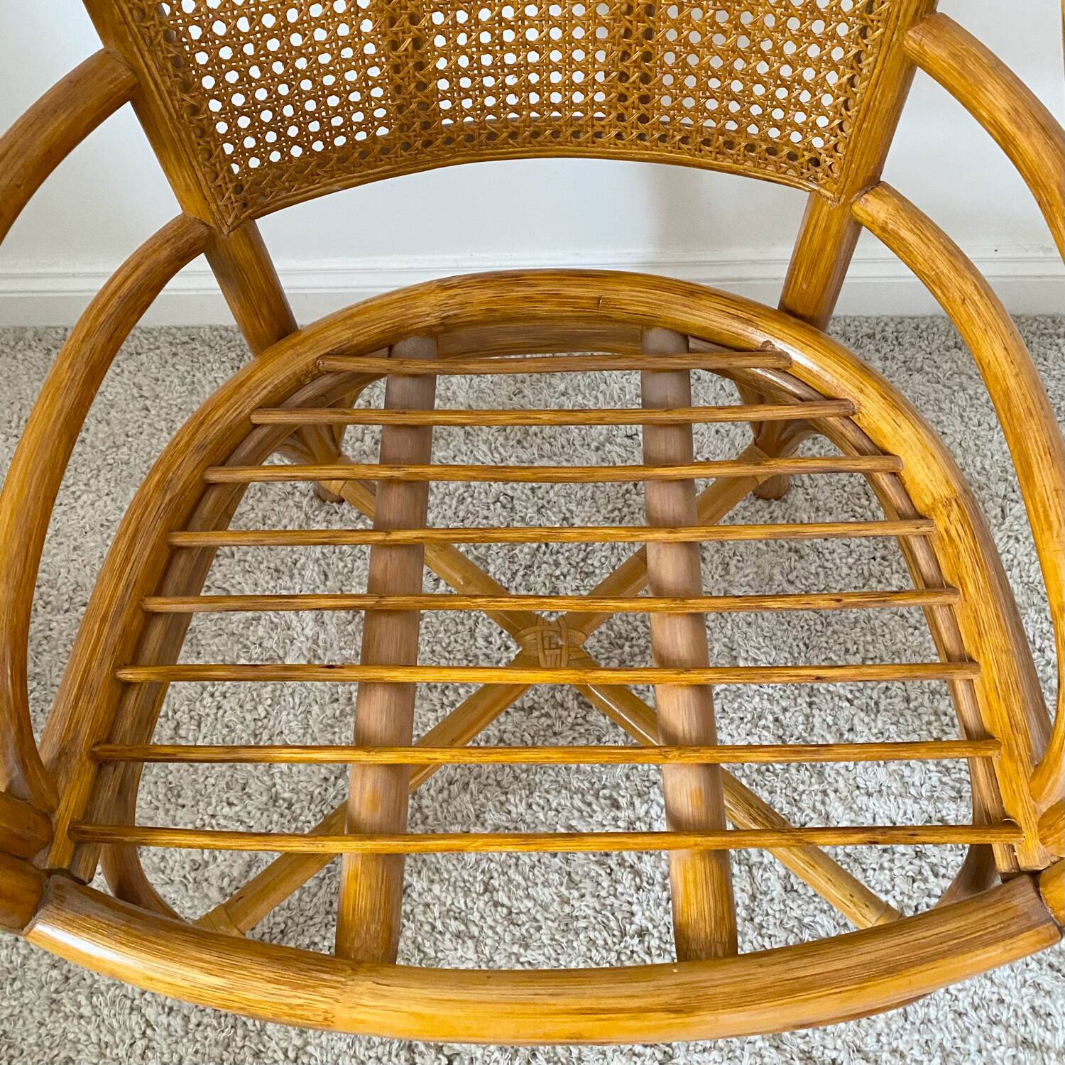 Roche bobois rattan and bamboo armchair