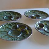 4 Vintage Barbotine Plates Artichoke Asparagus Table Decor Occasion