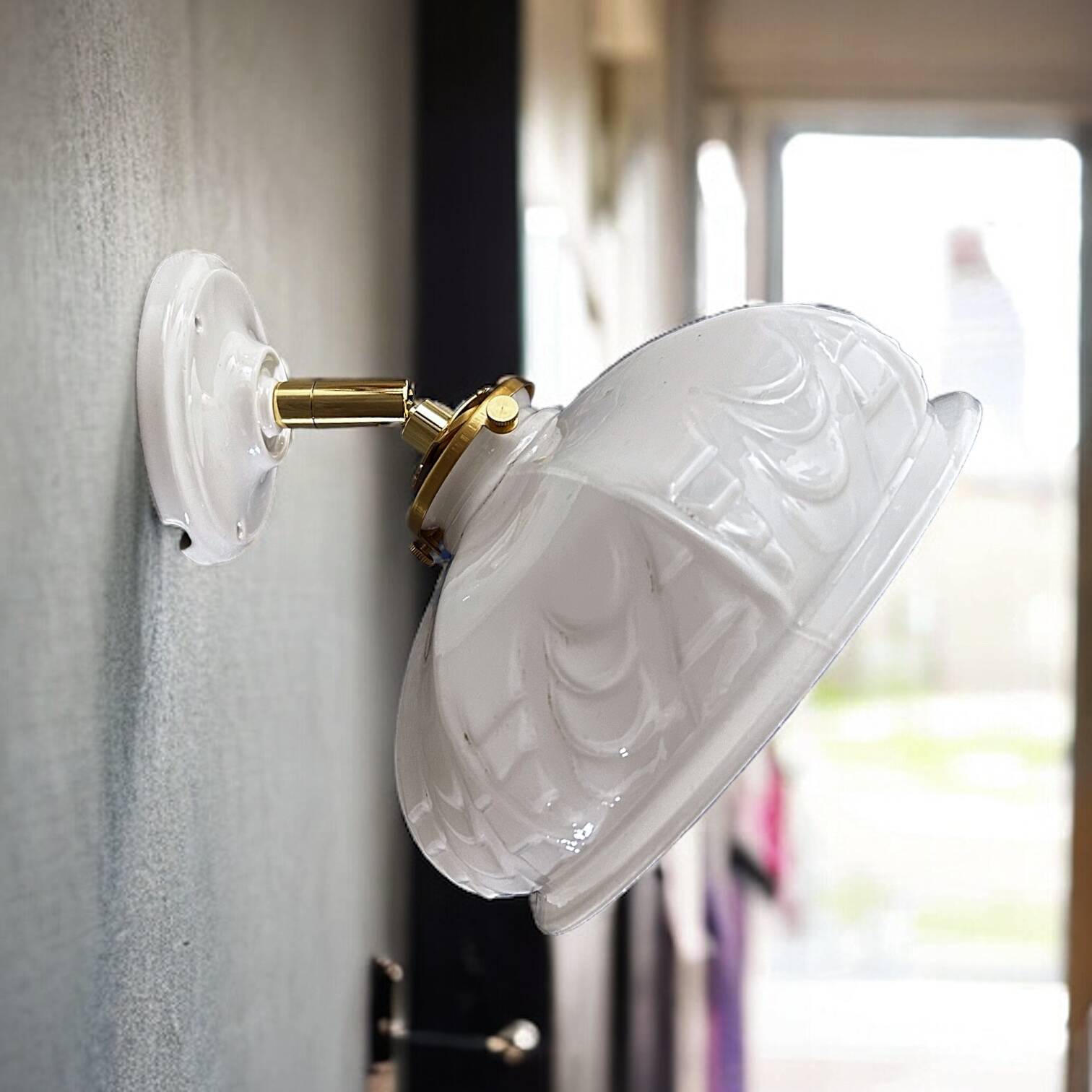 White opaline wall light