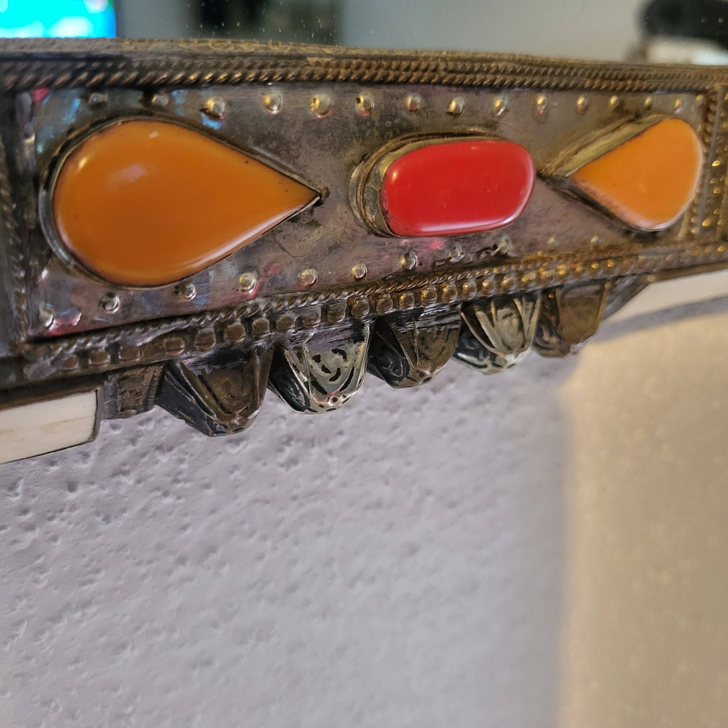 Ethnic bone and stone mirror