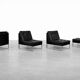Canapé modulaire vintage allemand moderne minimaliste en cuir et chrome du milieu du siècle