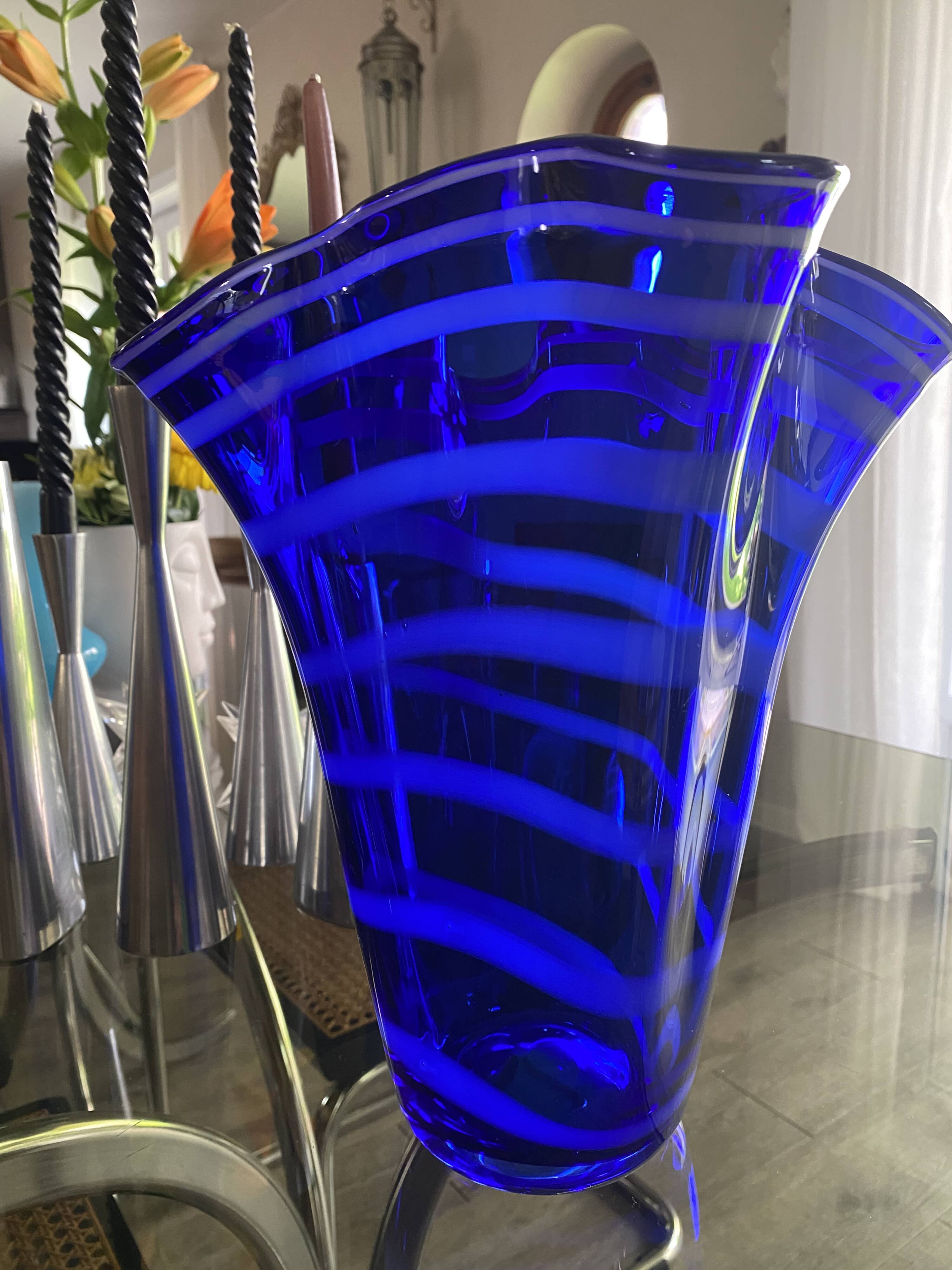 cobalt blue handkerchief vase
