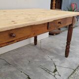 Old rustic farm table 2 drawers 1900s - 1m62
