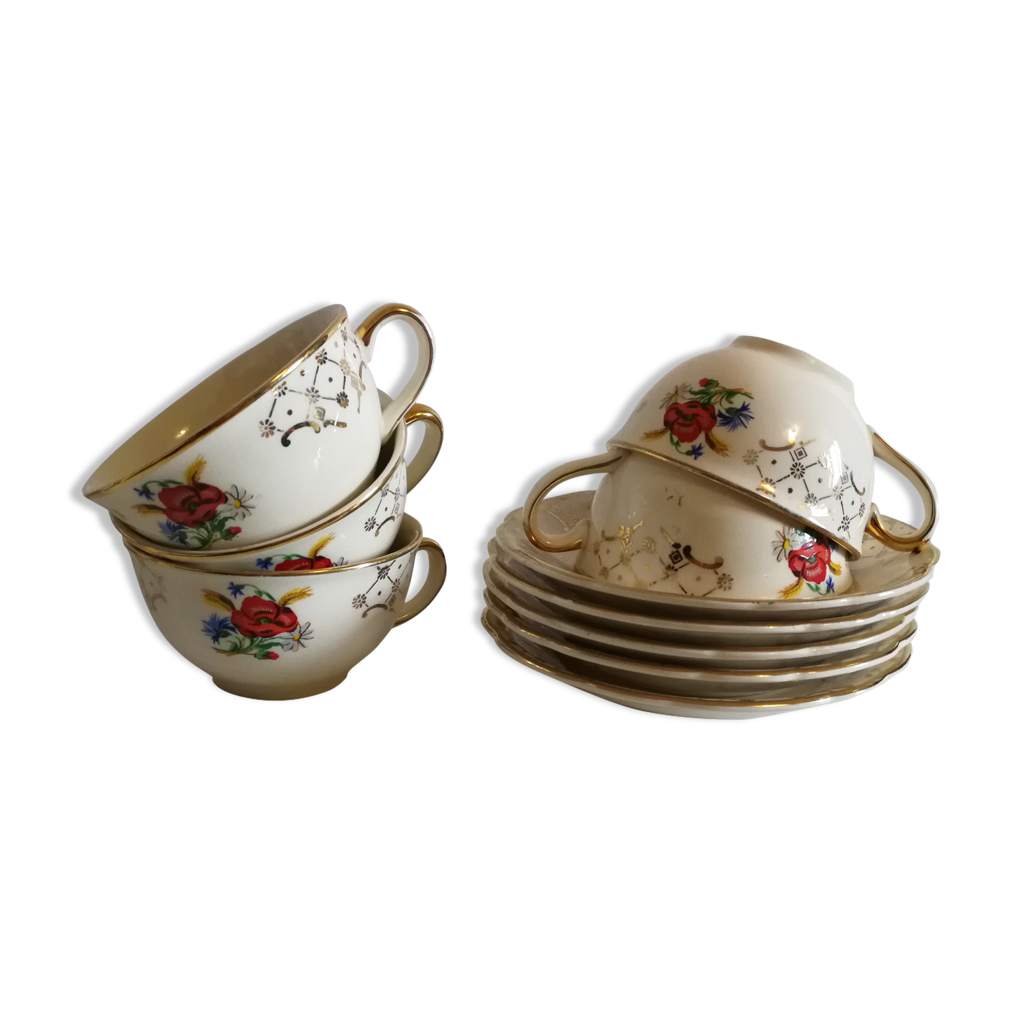 Villeroy and boch, flowers and gilt