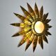 Applique florale soleil brutaliste, métal doré, Italie, 1970