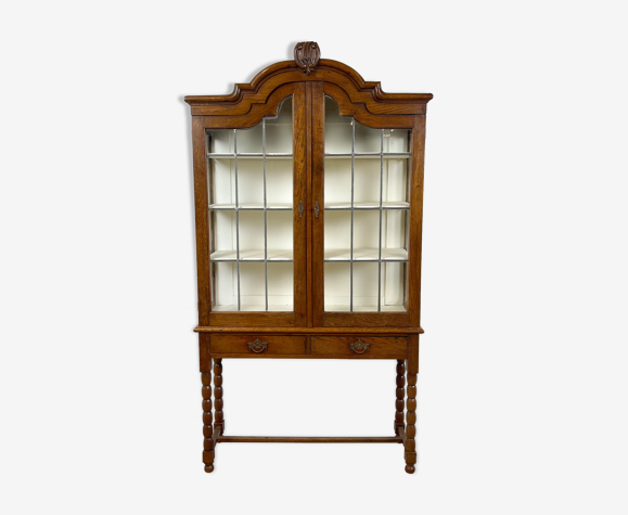 Vitrine en chêne antique hollandais