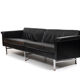 Danish leather sofa with chrome legs and teak ends