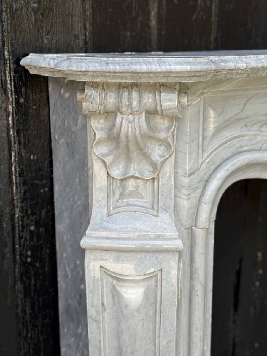 Louis XV style fireplace in blue Turkish marble circa 1880