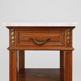 Table de chevet Art Déco avec plateau en marbre de Carrare, France vers 1910