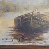 Oil on Canvas 19th Yvonac Annurey R "Barge"