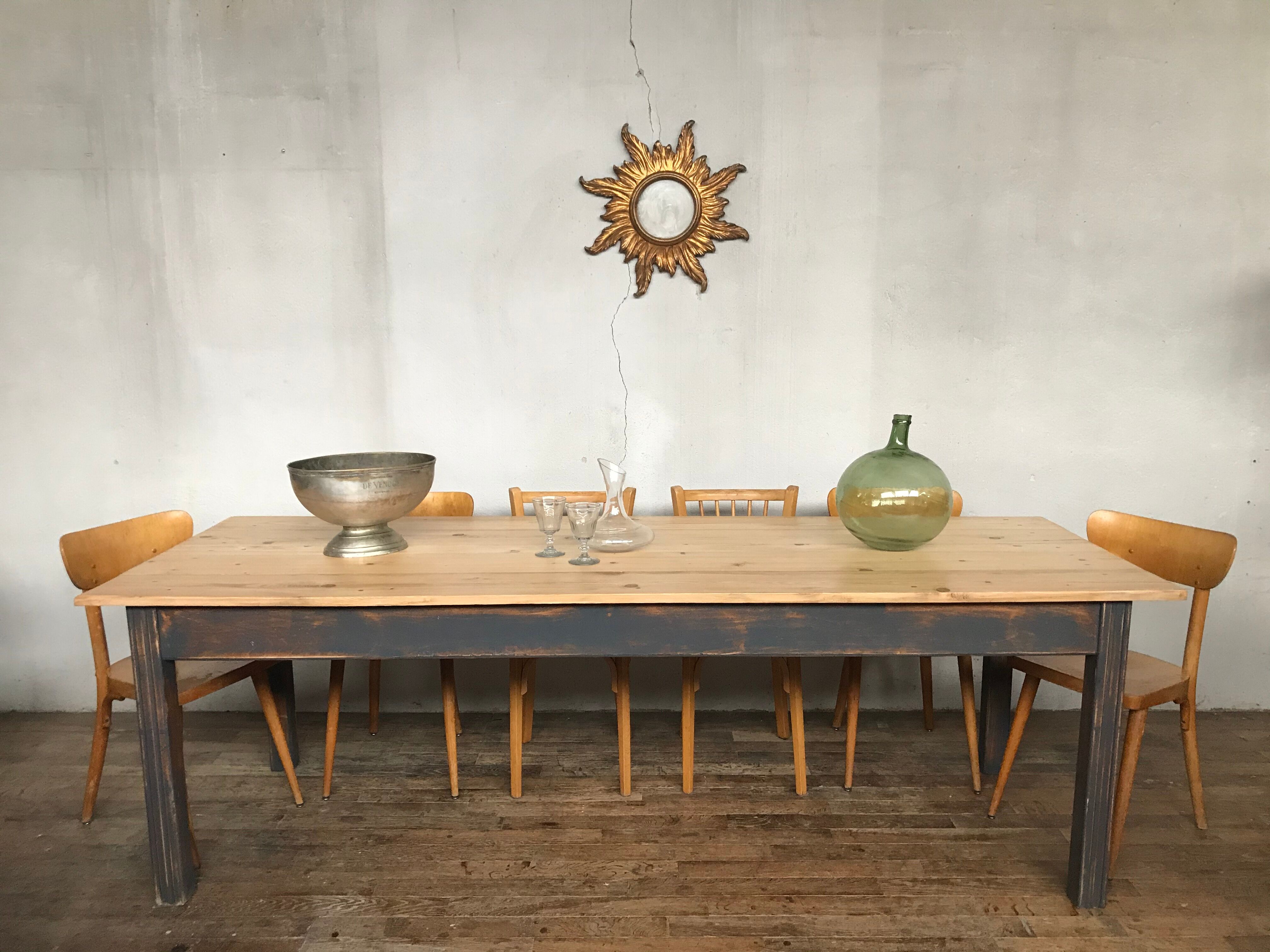 Farm table, early 20th fir bistro countryside