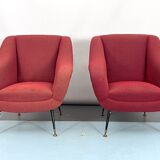 Mid-century pair of lounge chairs by Gigi Radice for Minotti, Italy 1950s
