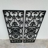 2 old art deco cast iron grid decorated with a rose window
