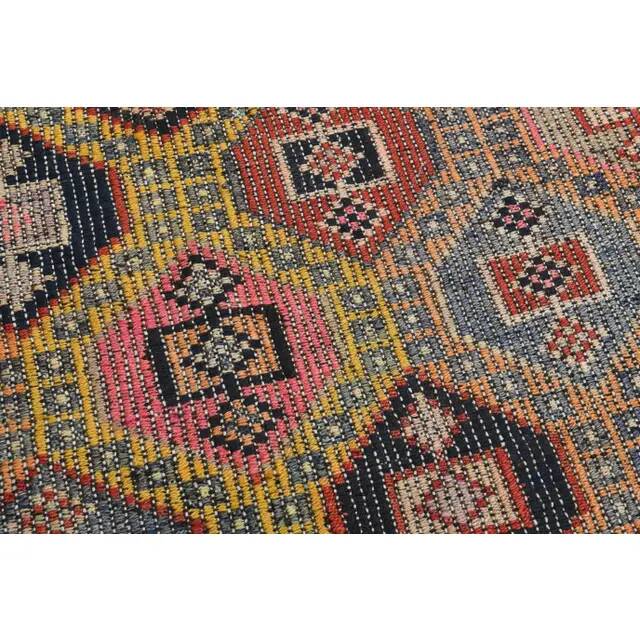 1970s Vintage Turkish Oushak Handmade Colorful Runner Rug 145x243