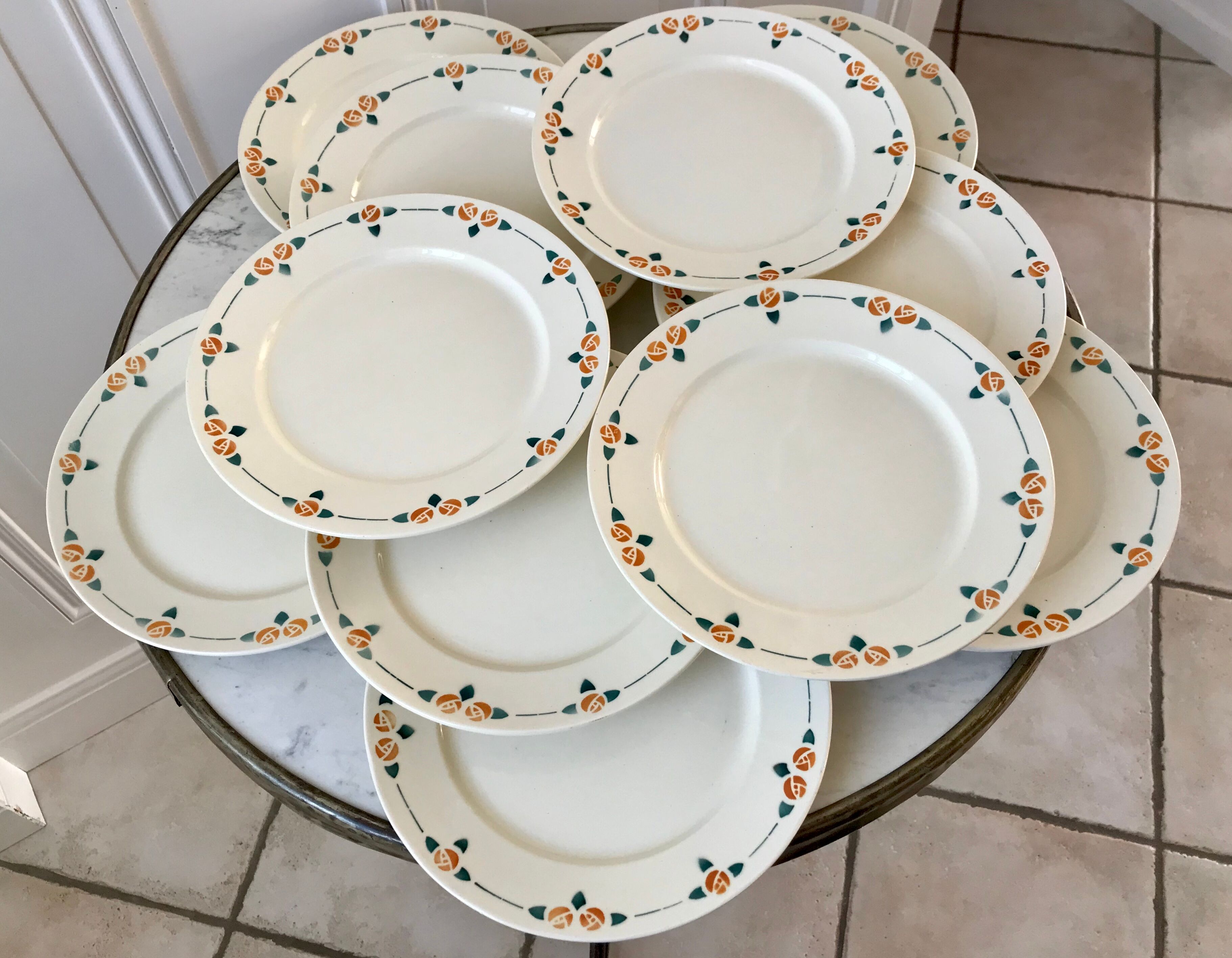 Set of 11 dessert plates Badonviller 30s