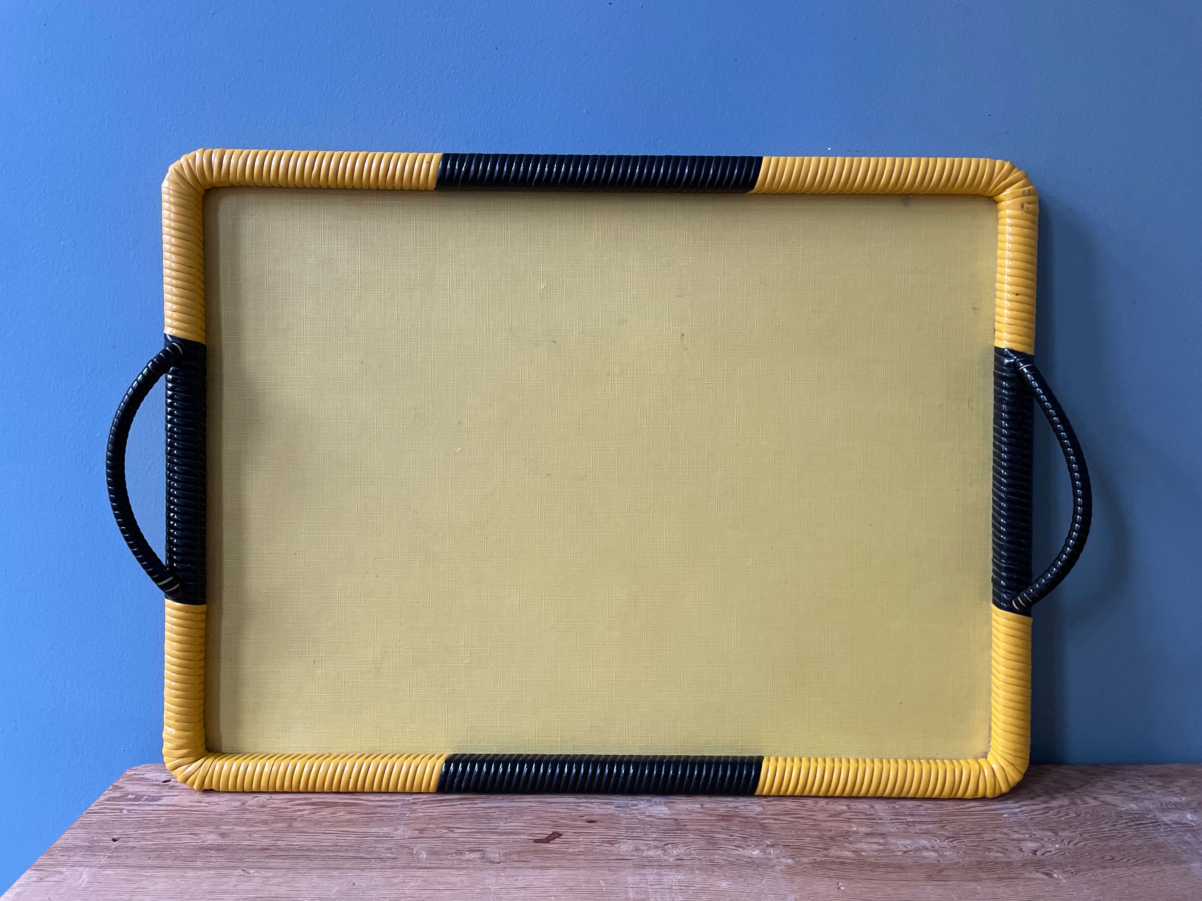 Black and yellow vintage serving tray