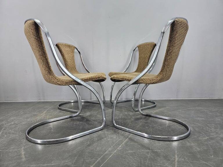 Set of Four Midcentury Dining Chairs, Gastone Rinaldi, Italy, 1970s