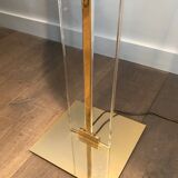 Lampadaire de parquet en verre et laiton