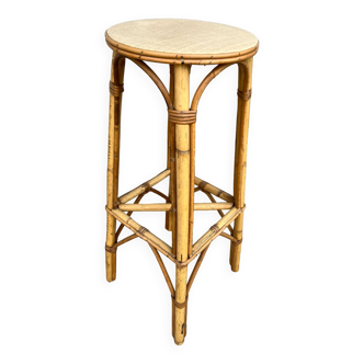 Tabouret haut en bambou osier