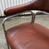 Vintage leather and chrome chair circa 1970