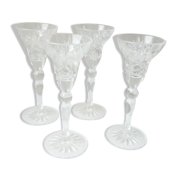 4 thick-cut crystal port glasses, Roemer Rhin, are from France.