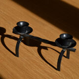 Brutalist candle holder in black iron
