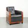 Fauteuil en cuir noir au design Art Déco