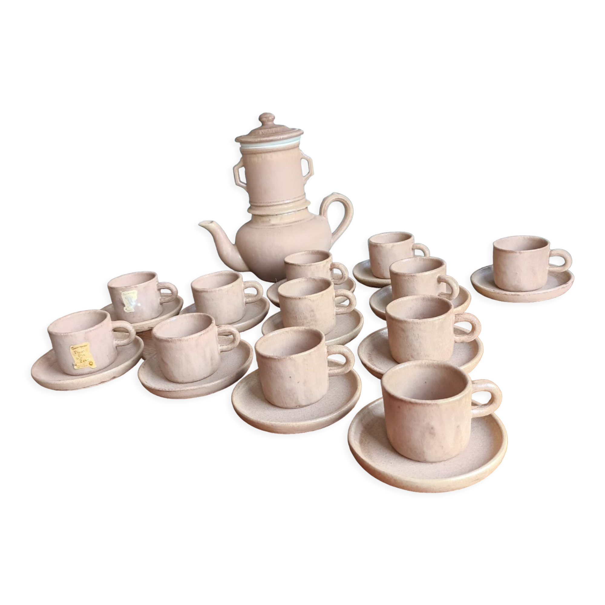 12-cup service with saucers and a pourer - Vieux grès de la Tour